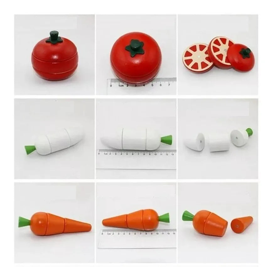 Juego Didactico De Madera Corta Frutas Y Vegetales Velcro