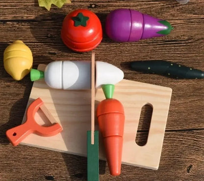 Juego Didactico De Madera Corta Frutas Y Vegetales Velcro